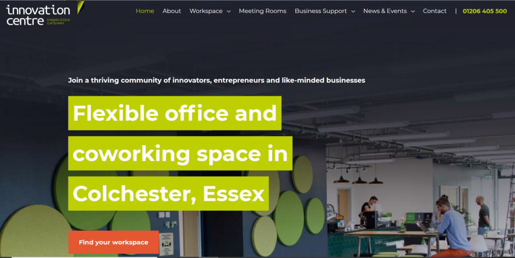 New Innovation Centre Website Screengrab