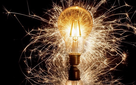 Graphic of a sparking lightbulb