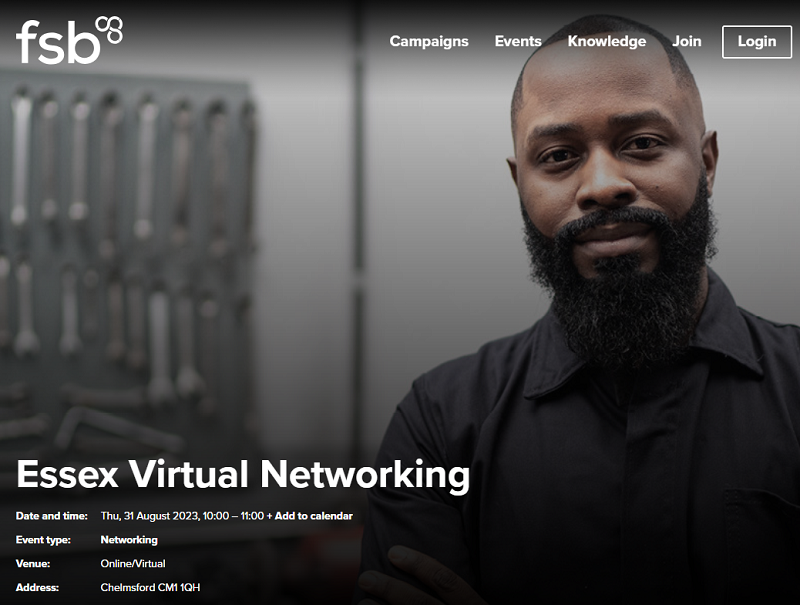 Essex Virtual Networking advert with man in background