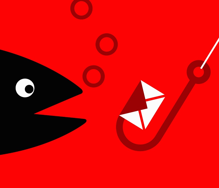 fish looking at email icon on a hook